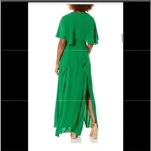 BCBG Cape Sleeve Maxi Dress Green